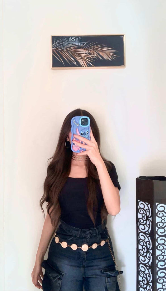 Black Half Sleeve Basic Top