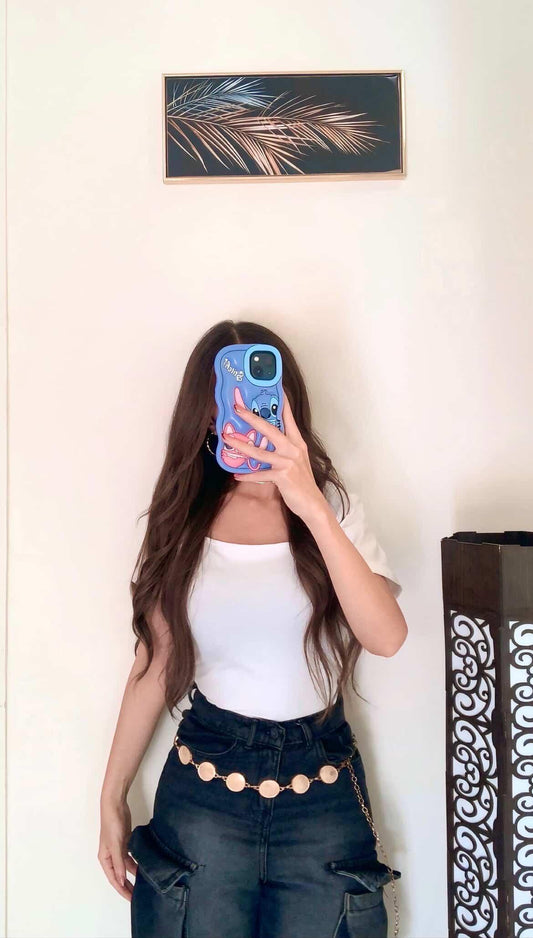 White Half a sleeve Basic Top