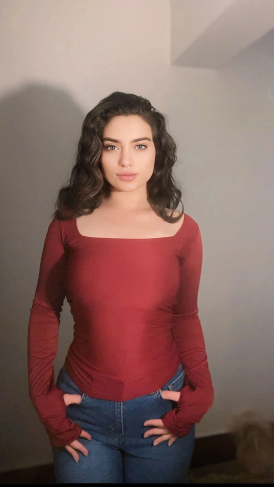 Red Long Sleeve Top