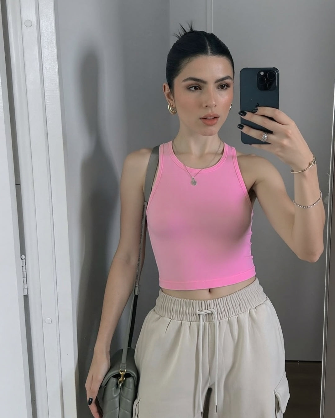 Pink Ribbed Rip Top
