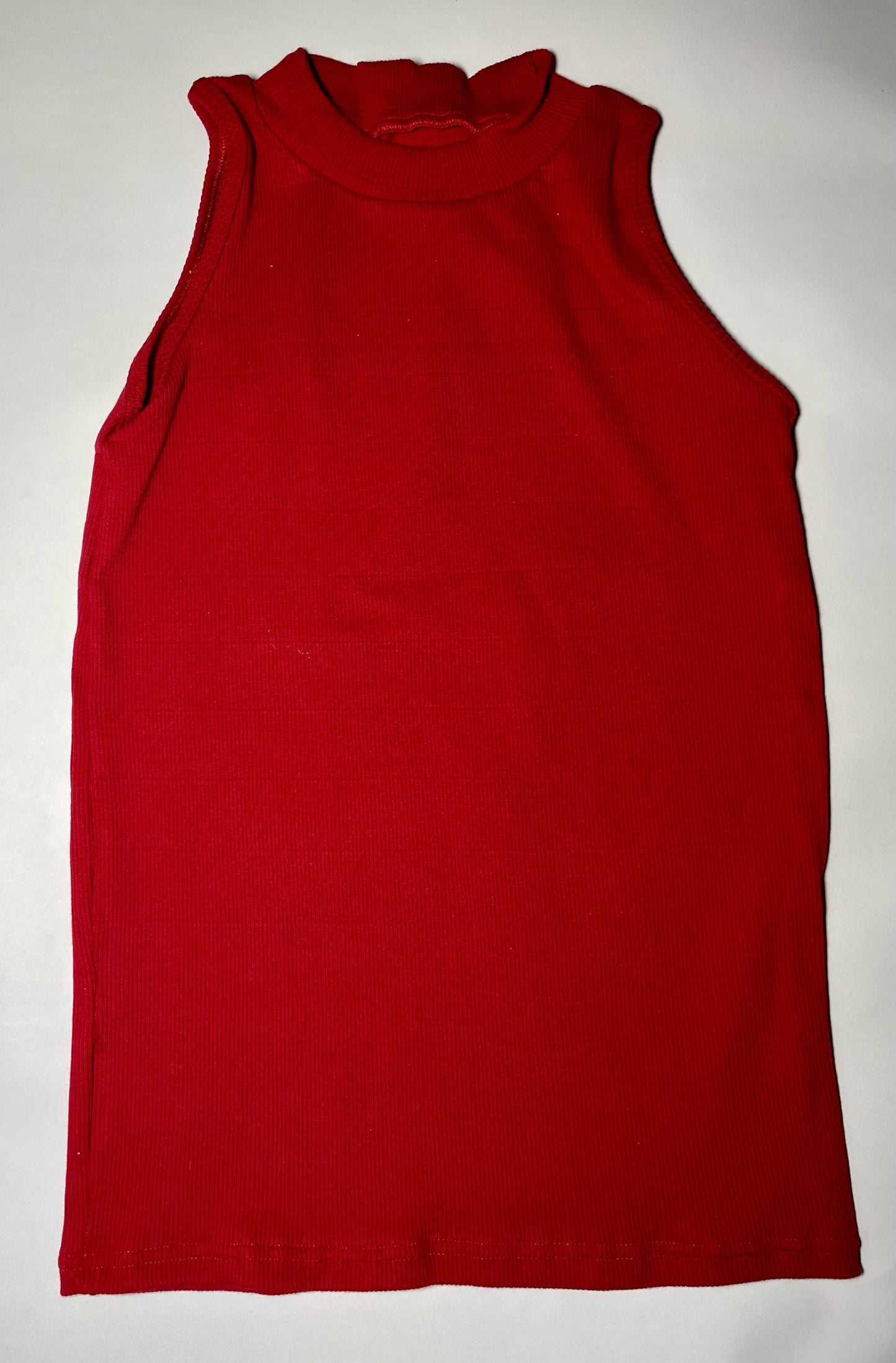 Red Ribbed Rip Top