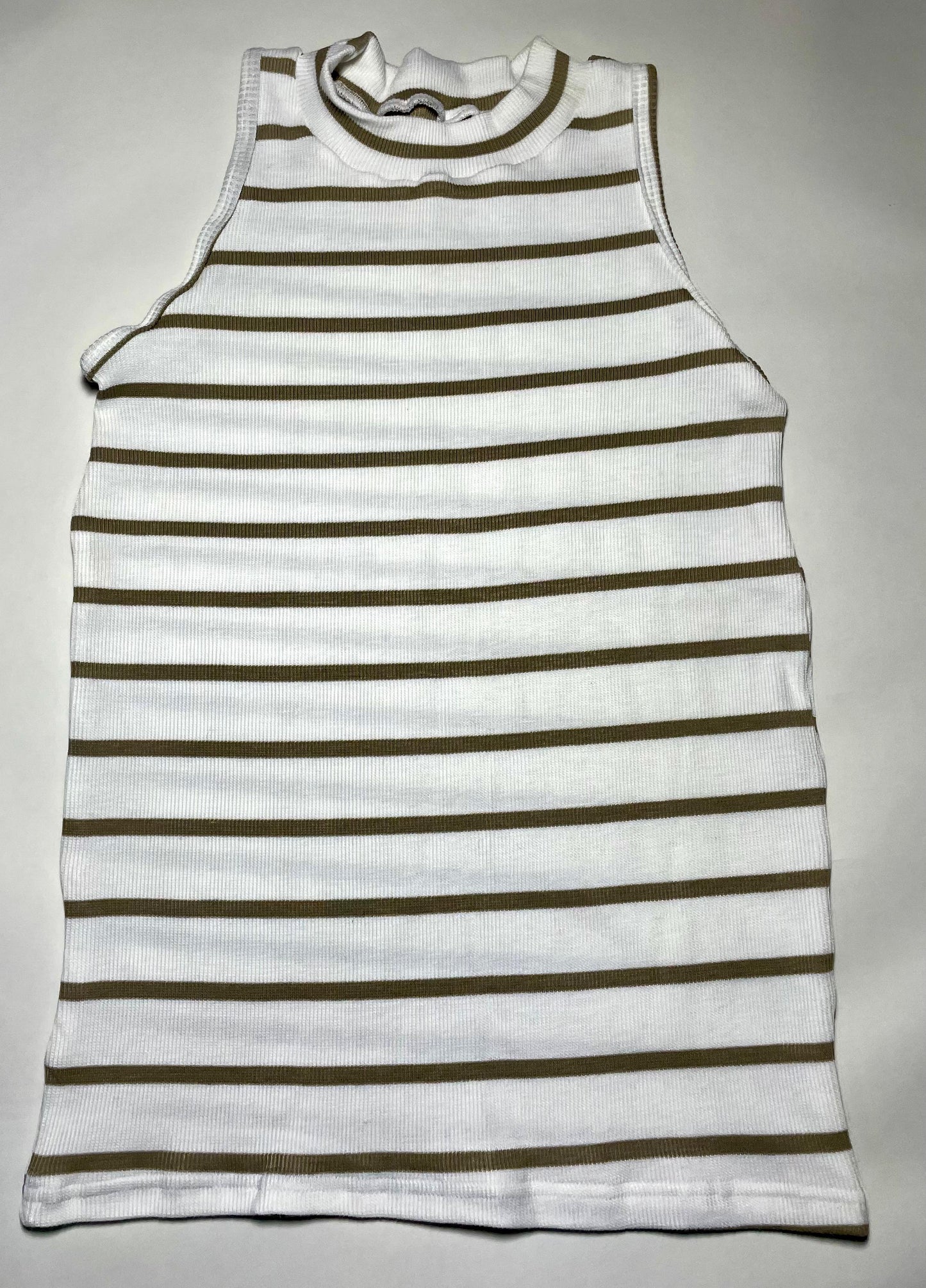 Ribbed Rip Top White and green striped